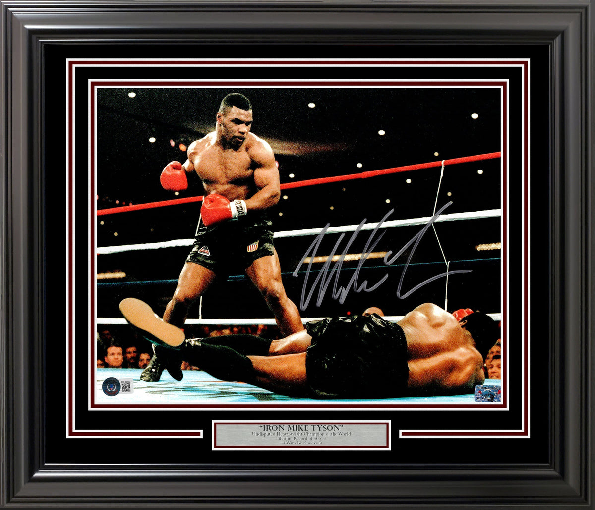 Mike Tyson Autographed Framed 11x14 Photo Standing Over Beckett BAS QR