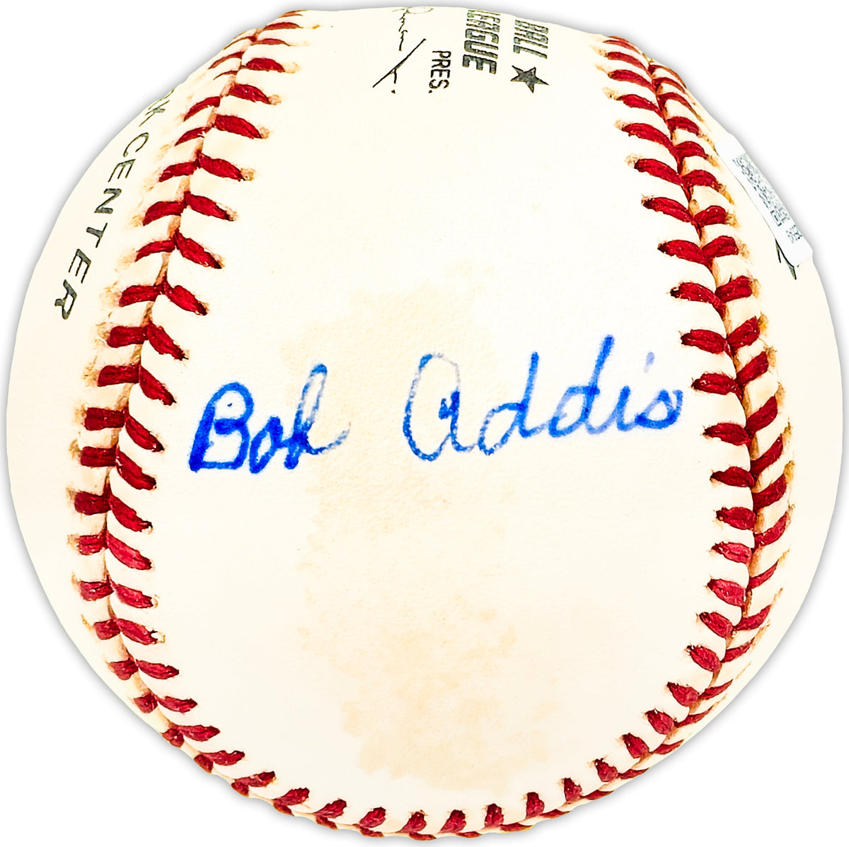 Bob Addis Autographed Official NL Baseball Chicago Cubs Beckett BAS QR #BM25549
