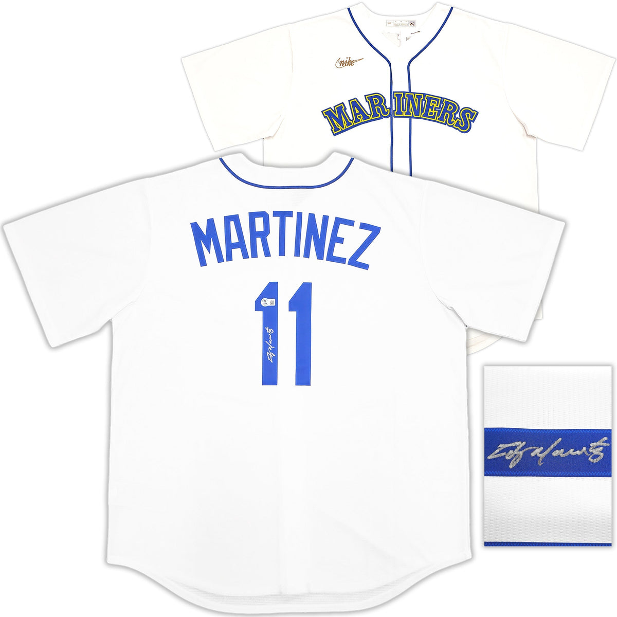 Seattle Mariners Edgar Martinez Autographed White Nike Cooperstown Collection Jersey Size XL Beckett BAS Witness