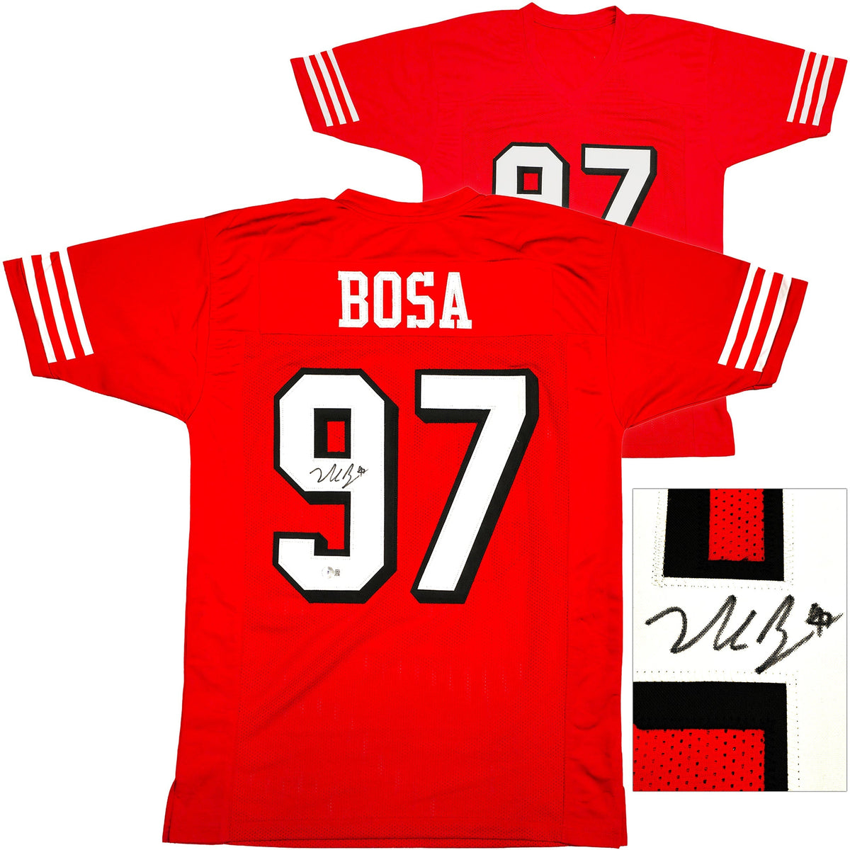 San Francisco 49ers Nick Bosa Autographed Red Jersey Beckett BAS Witness