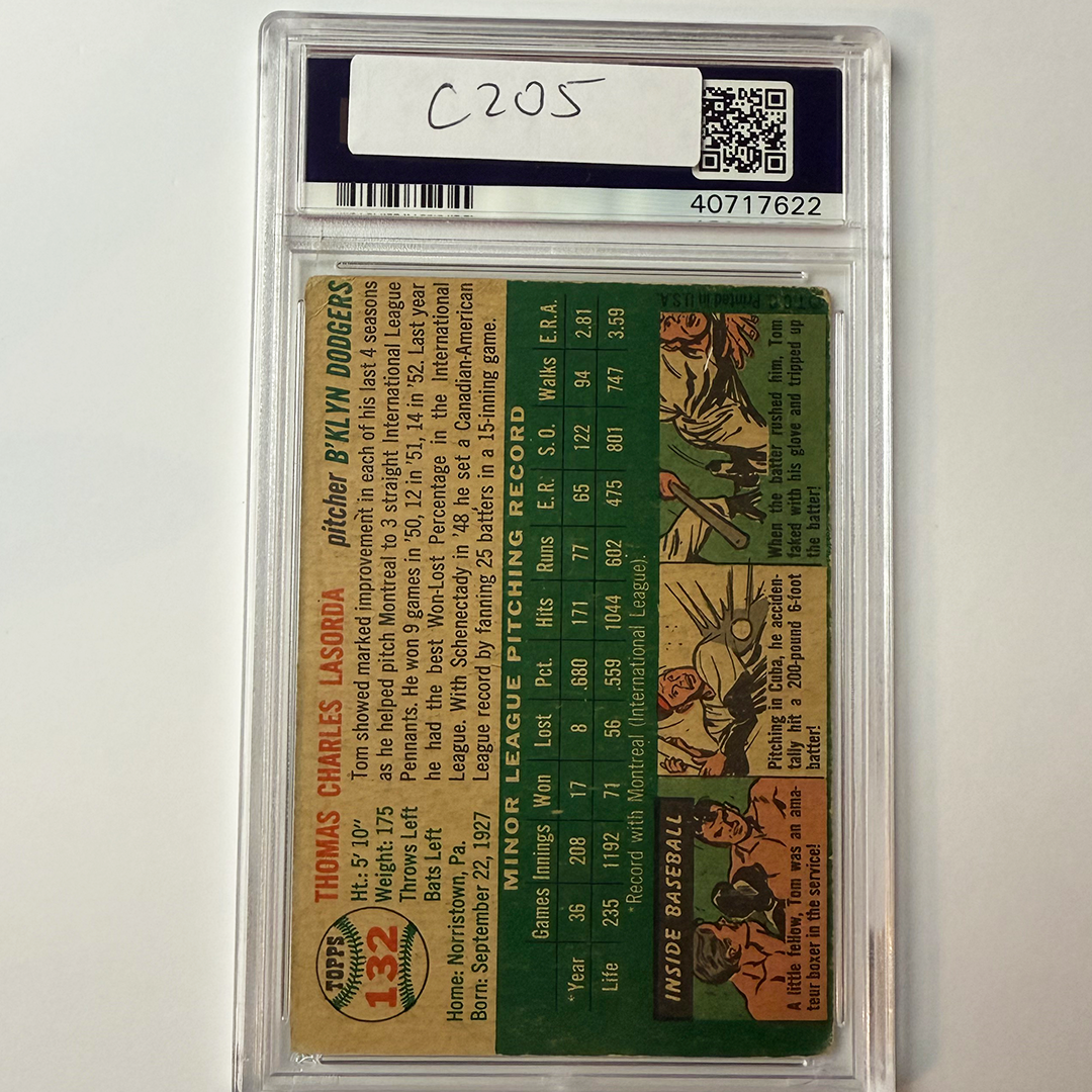 Tommy Lasorda Signed 1954 Topps Rookie #132 HOF 97 PSA Auto Authentic