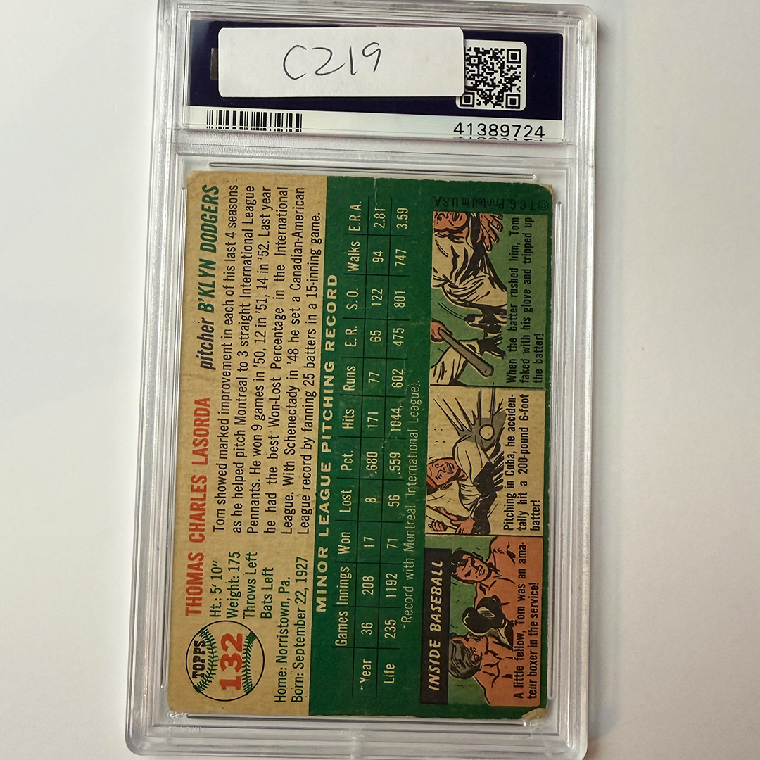 Tommy Lasorda Signed 1954 Topps Rookie #132 PSA 10 Auto