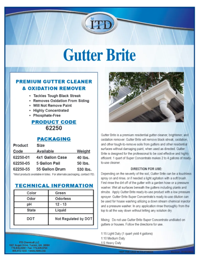 Gutter Brite – Gutter Cleaner & Oxidation Remover 1 Gallon