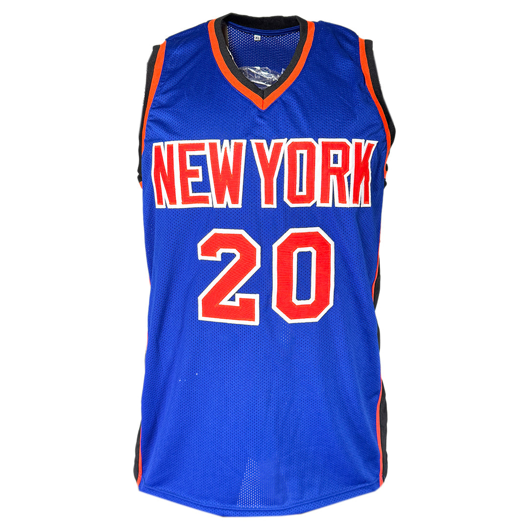 Alan Houston Signed New York Blue Basketball Jersey (Beckett)