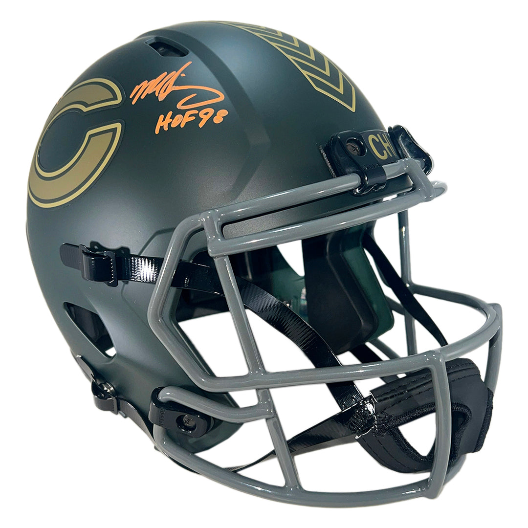 Brian Urlacher and Mike Singletary Signed Chicago Bears Salute to Service 2025 Full-Size Replica Football Helmet (Beckett)