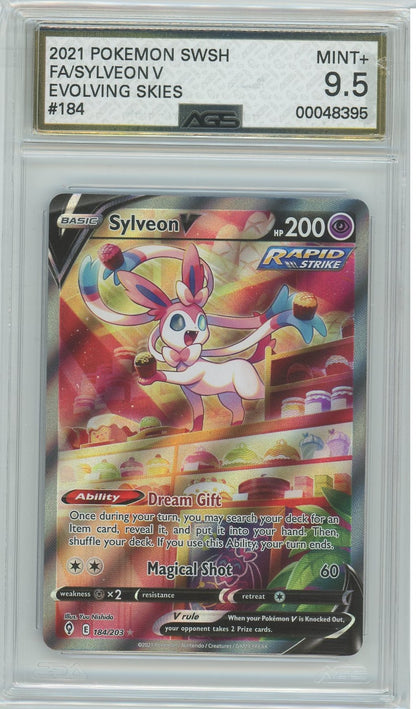 AGS (MINT+ 9.5) Sylveon V #184 - Evolving Skies (#00048395)