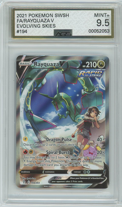 AGS (MINT+ 9.5) Rayquaza V #194 - Evolving Skies (#00052053)