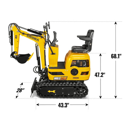 Mini Compact Excavator Loncin 300cc 9hp Engine, 43.3" Max. Digging Depth, 0.6Ton, 1345 LBS Operating Weight, MEC06