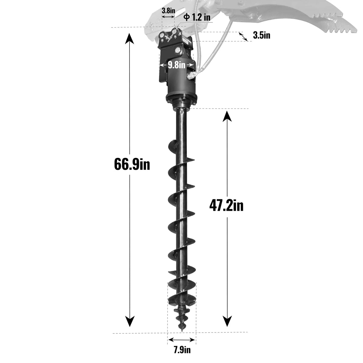 Three-Rod Auger for Mini Compact Excavator MEC17, MEC17PRO (SKU: 150533; 150534）