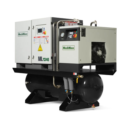 10HP Combined Rotary Screw Air Compressor with Dryer & 66-Gal ASME Tank | 32 CFM,  116 PSI,  460V 3-Phase - Industrial Grade
