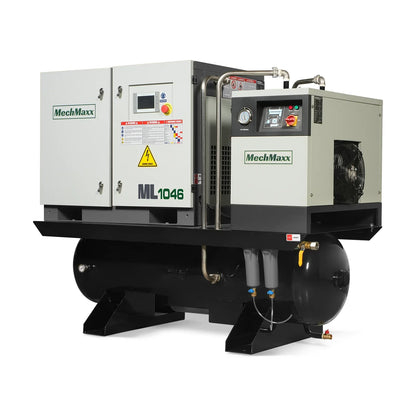 10HP Combined Rotary Screw Air Compressor with Dryer & 66-Gal ASME Tank | 32 CFM,  116 PSI,  460V 3-Phase - Industrial Grade