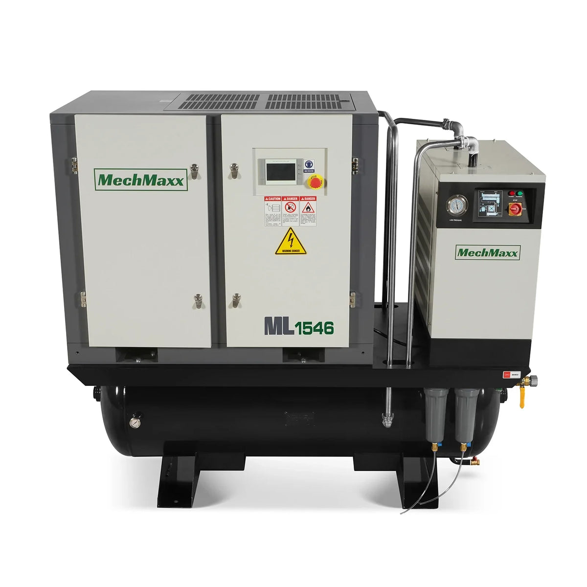 15HP Combined Rotary Screw Air Compressor with Dryer & 105-Gal ASME Tank | 45 CFM,  116 PSI,  460V 3-Phase - Industrial Grade