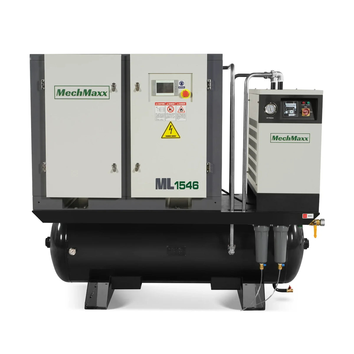 15HP Combined Rotary Screw Air Compressor with Dryer & 105-Gal ASME Tank | 45 CFM,  116 PSI,  460V 3-Phase - Industrial Grade