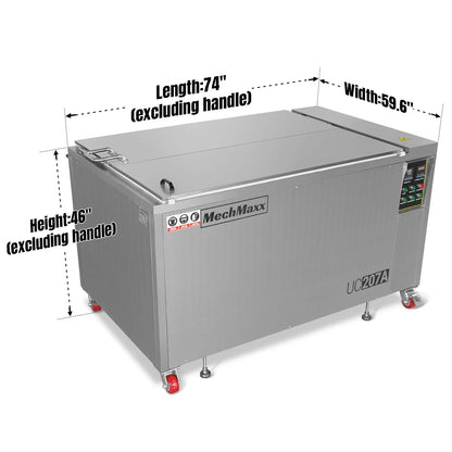 207 Gal / 785L Heavy Duty Industrial Ultrasonic Parts Washer, 28kHz 96 Transducers, Oil Skimmer, SS304 Tank, 22kW Heater, 208–240V 3 Phase Power