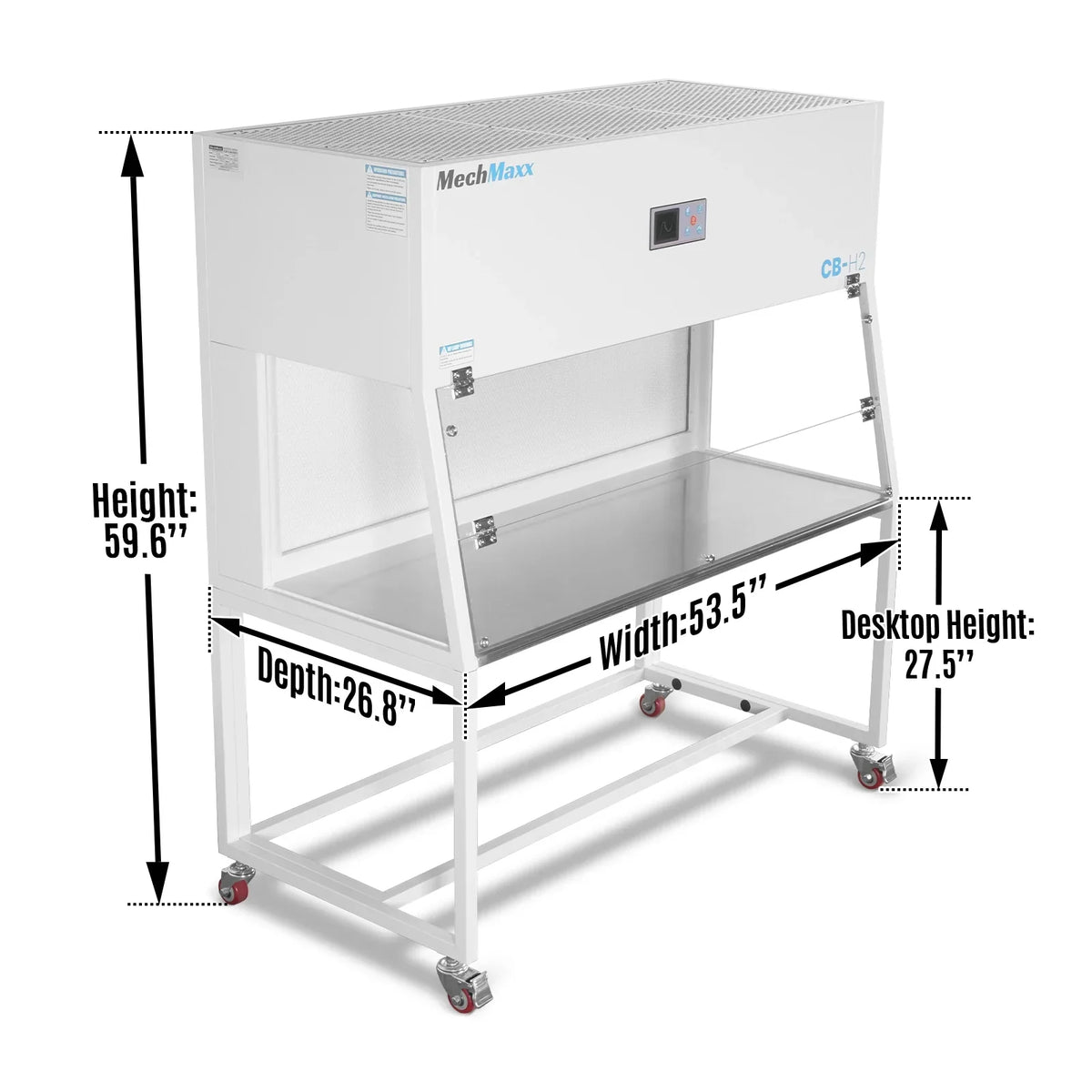 53.5″ Wide CB-H2 Horizontal Laminar Flow Clean Bench with HEPA Filtration & UV Sterilization | ISO Class 5