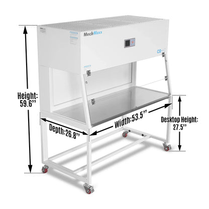 53.5″ Wide CB-H2 Horizontal Laminar Flow Clean Bench with HEPA Filtration & UV Sterilization | ISO Class 5
