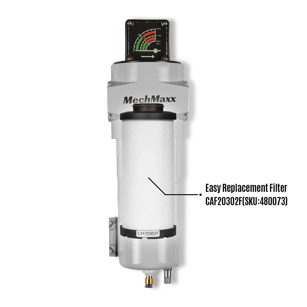 127 CFM Compressed Air Oil-Water Separator Precision Filter,0.01μm,Oil Content 0.01ppm, With Auto Drain, Pressure Gauge