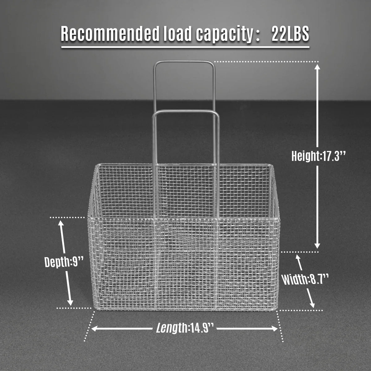 Additional Stainless Steel Mesh Basket for Mechmaxx Ultrasonic Cleaner - 304 Grade, 22lbs Capacity, Fine Mesh