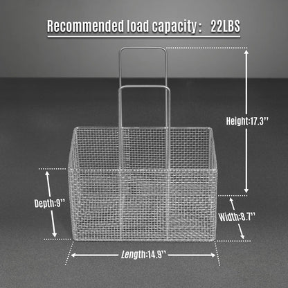 Additional Stainless Steel Mesh Basket for Mechmaxx Ultrasonic Cleaner - 304 Grade, 22lbs Capacity, Fine Mesh