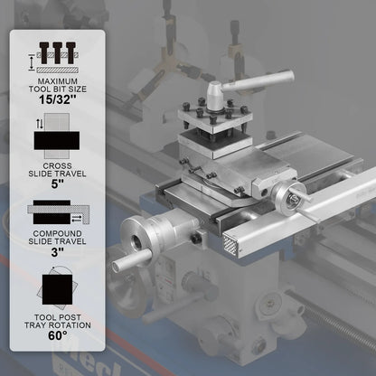 1.5‘’ Spindle Bore Metal Lathe Machine 10'' x 30'' High Precision Brushless Motor Benchtop 0-2000 RPM  Variable Speed Metal Working Machine