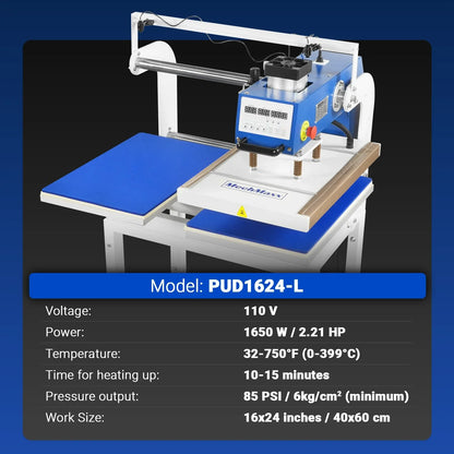 16x24 Inch Commercial Pneumatic Dual Platen Heat Press - Infrared Positioning Auto Lift Sublimation Transfer Machine Digital LCD Control (110V 2.2HP)
