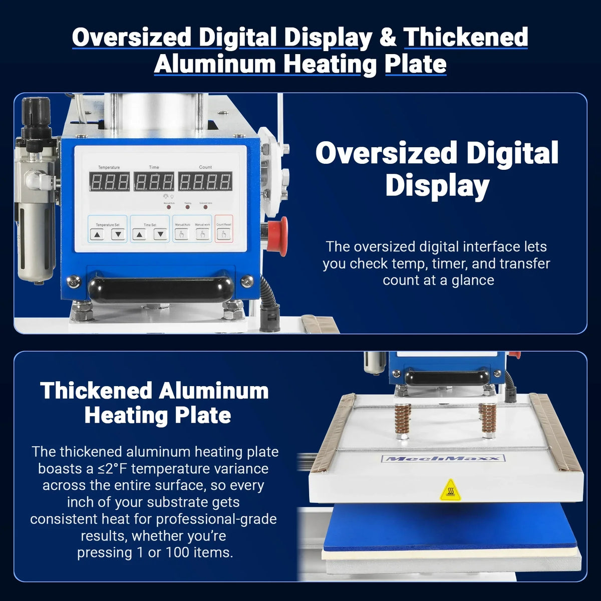 16x24 Inch Commercial Pneumatic Dual Platen Heat Press - Infrared Positioning Auto Lift Sublimation Transfer Machine Digital LCD Control (110V 2.2HP)