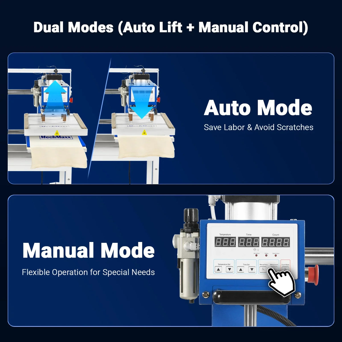 16x24 Inch Commercial Pneumatic Dual Platen Heat Press - Infrared Positioning Auto Lift Sublimation Transfer Machine Digital LCD Control (110V 2.2HP)