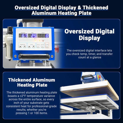 20x24 Inch (50x60cm) Commercial Pneumatic Dual Platen Heat Press Auto Lift Sublimation Transfer Machine with AIRTAC Pneumatic Components (110V 4HP)