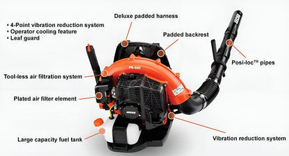 ECHO PB‑580H – 58.2cc Backpack Blower | 517 CFM & 216 MPH