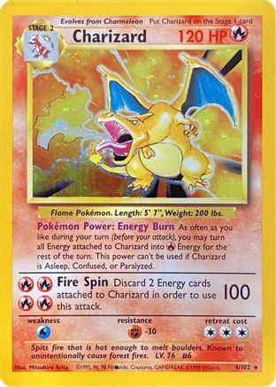 Charizard (Black Dot Error) 4 - Base Set Holofoil