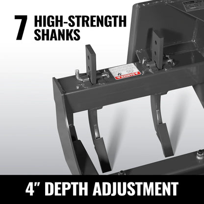 72" Skid Steer Land Plane with 7 Adjustable Scarifier Shanks, Removable Sift Screen and Bolt-On Cutting Blades, SSLP72