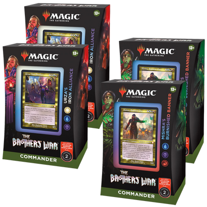 Magic the Gathering: The Brothers' War - Mishra’s Burnished Banner & Urza's Iron Alliance + Collector Booster Sample Pack Retro-Frame Commander Decks & Cases