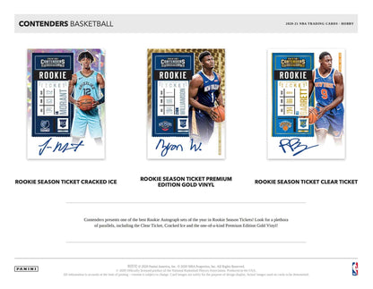 2020/21 Panini Contenders Basketball Hobby 12 Box Case