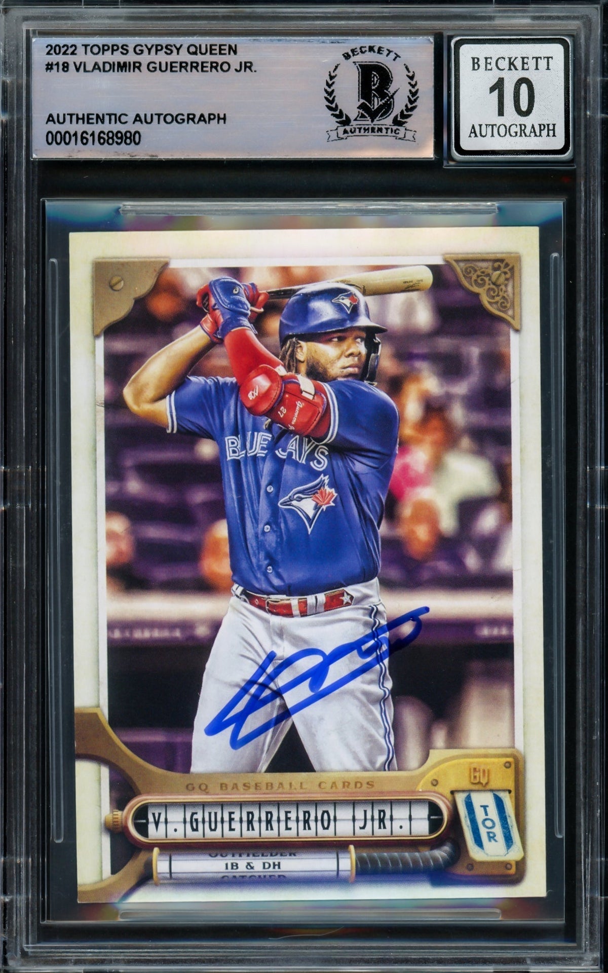 Vladimir Guerrero Jr. Autographed 2022 Topps Gypsy Queen Card #18 Toronto Blue Jays Auto Grade Gem Mint 10 Beckett BAS #16168980