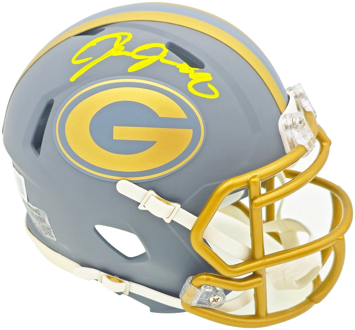 Josh Jacobs Autographed Green Bay Packers Slate Gray Speed Mini Helmet Beckett BAS Witness