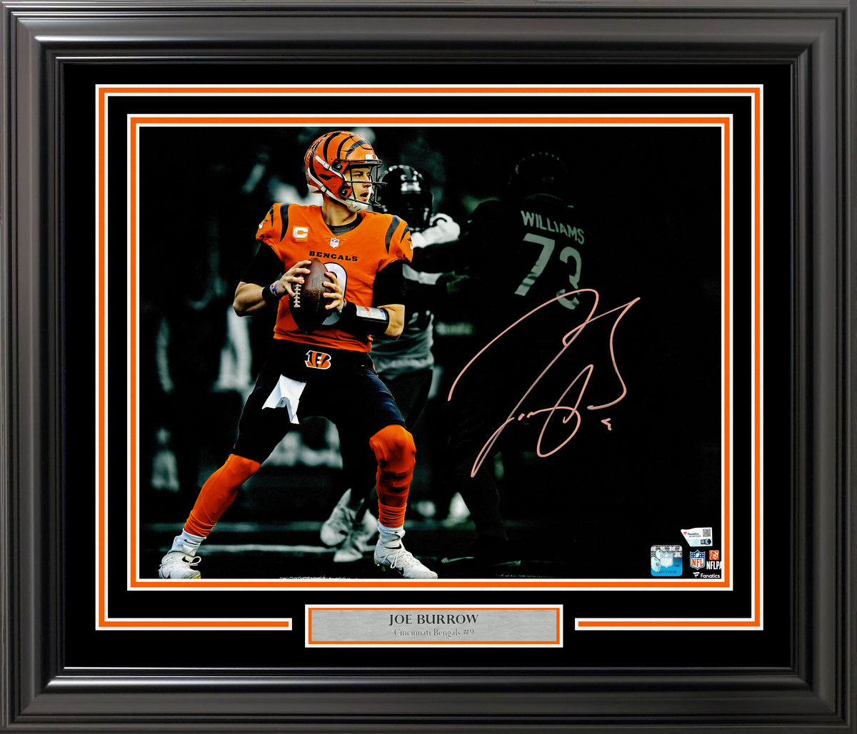 Joe Burrow Autographed Framed 16x20 Photo Cincinnati Bengals Fanatics Holo