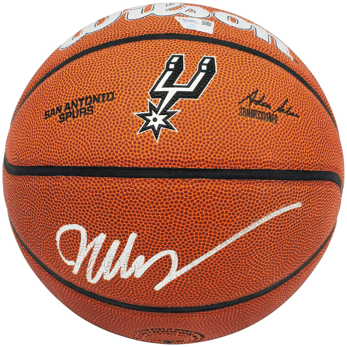 Victor Wembanyama Autographed Composite Leather San Antonio Spurs Logo Basketball Fanatics Holo
