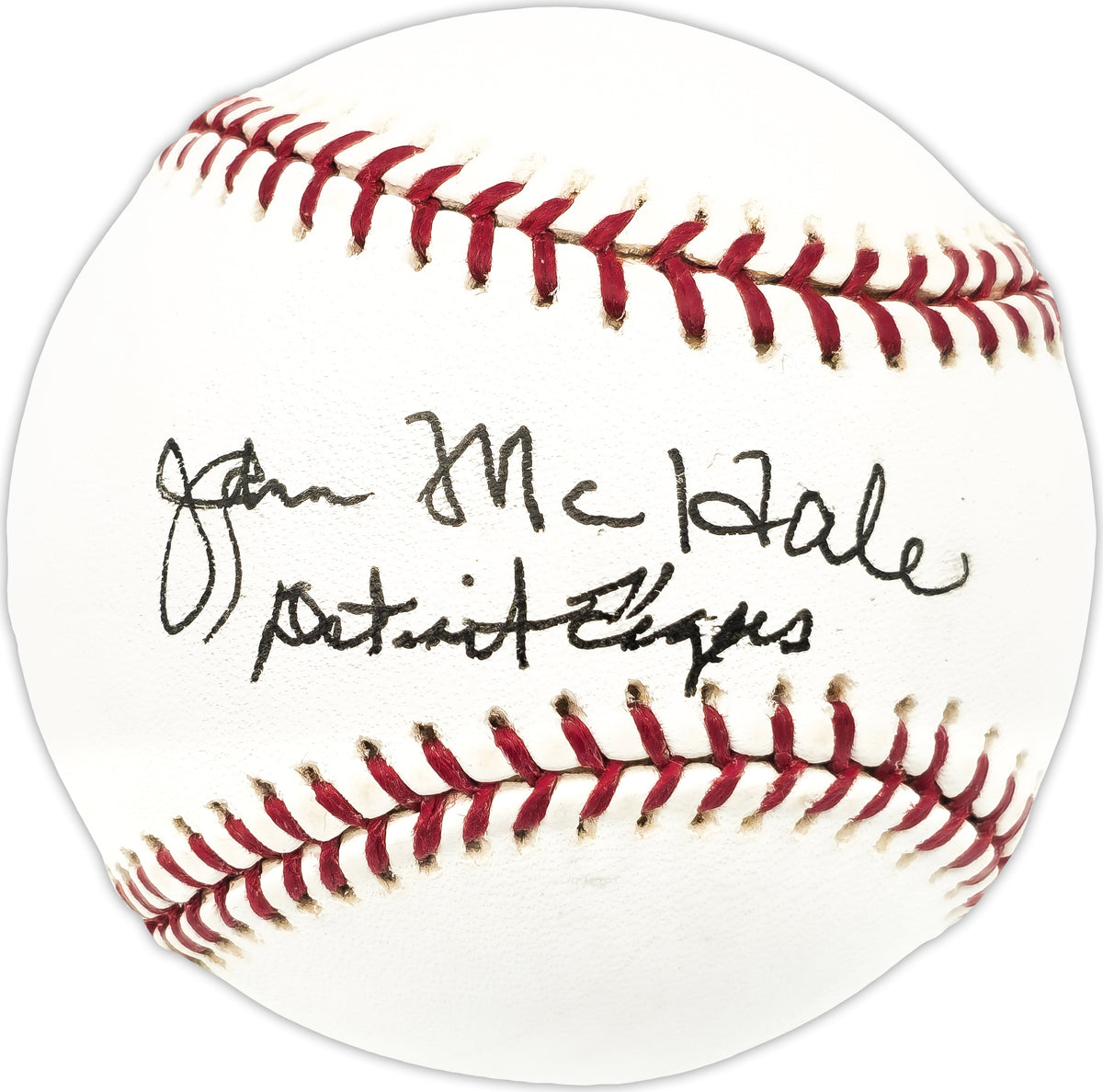 John McHale Autographed Official MLB Baseball Detroit Tigers Beckett BAS QR #BN13194
