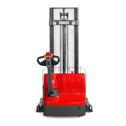 2640lbs Electric Straddle Stacker,  118" Lift,  Adjustable Legs & Forks,  F26-118SLA