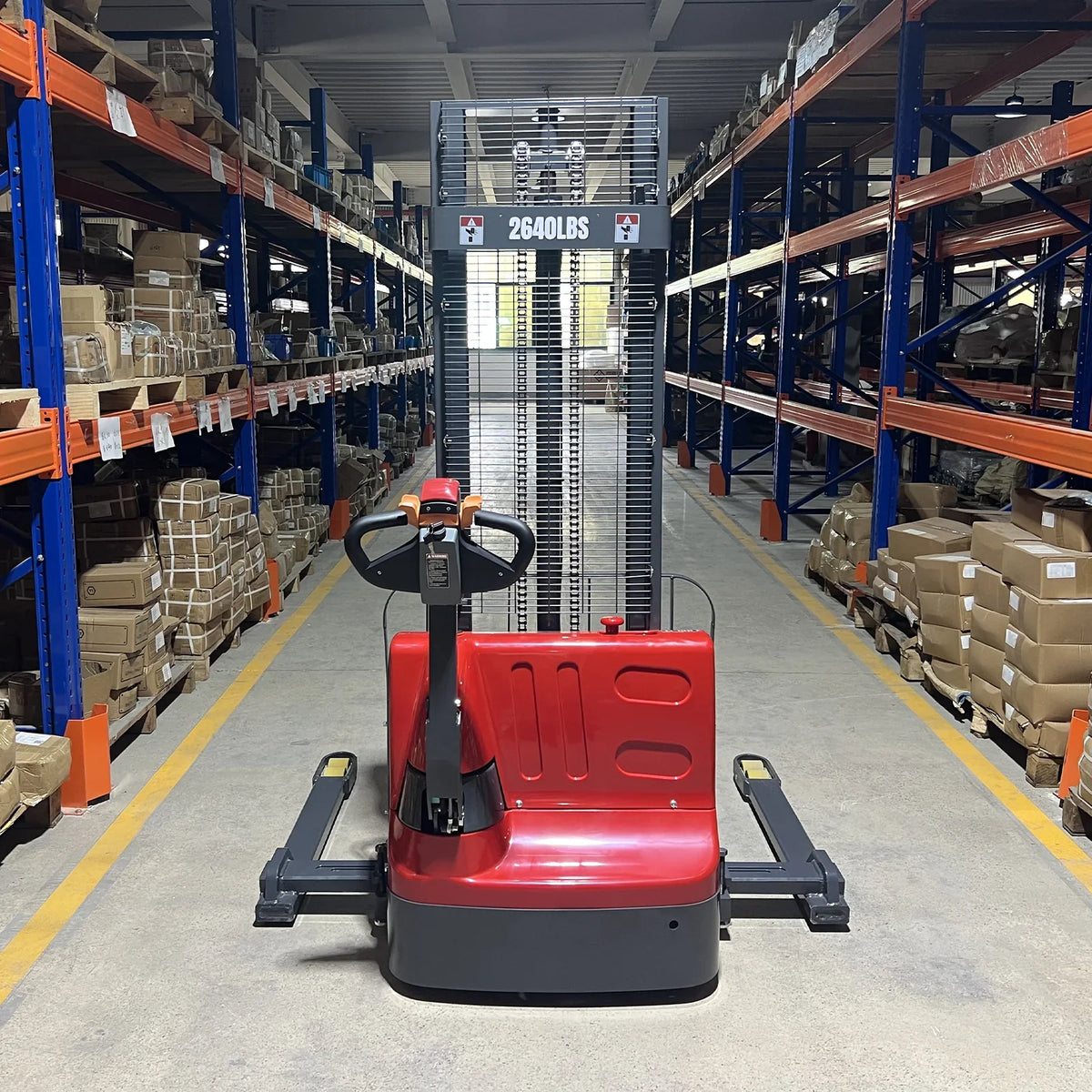 2640lbs Lithium-ion Electric Straddle Stacker,  138" Lift,  Adjustable Legs & Forks,  F26-138S