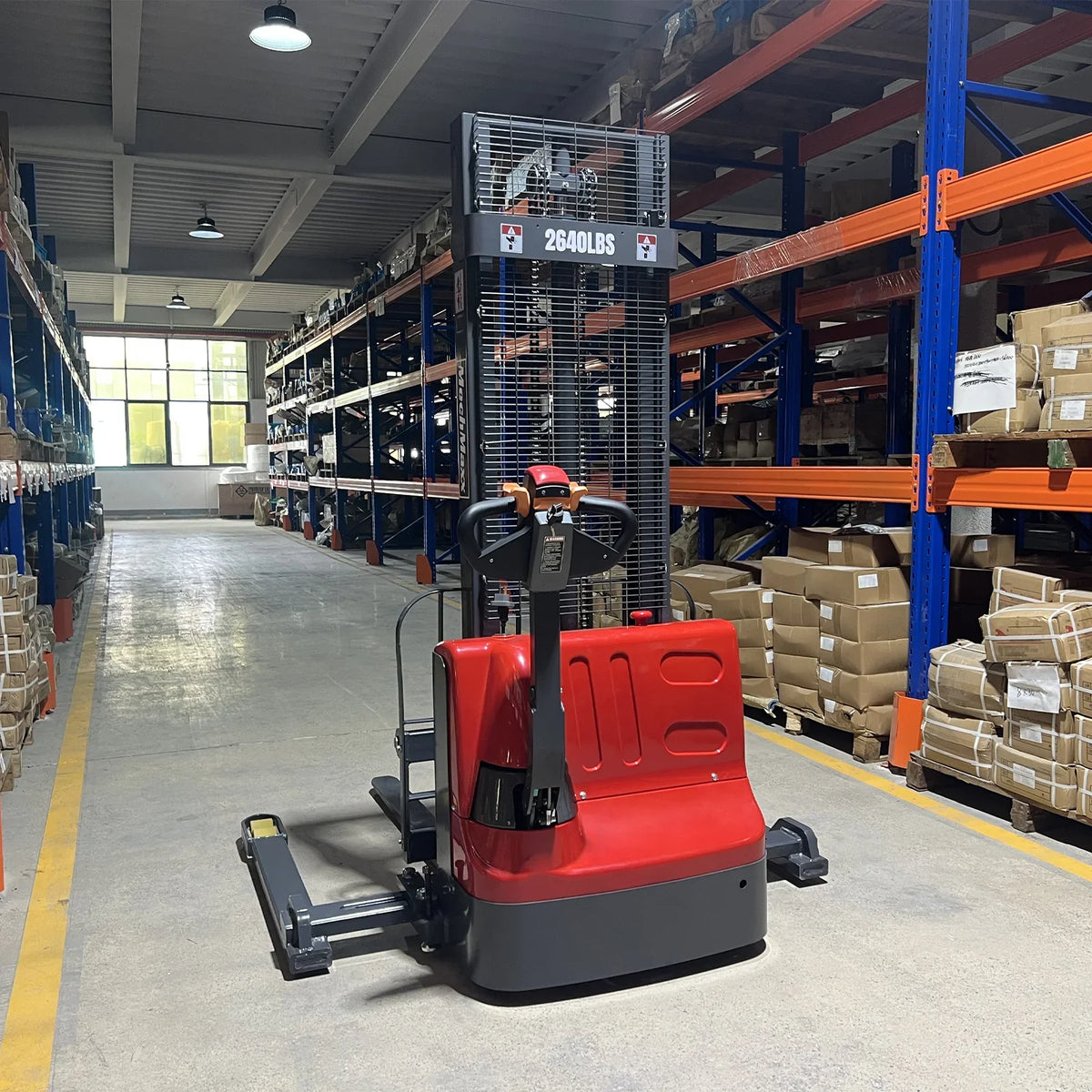 2640lbs Electric Straddle Stacker,  118" Lift,  Adjustable Legs & Forks,  F26-118SLA