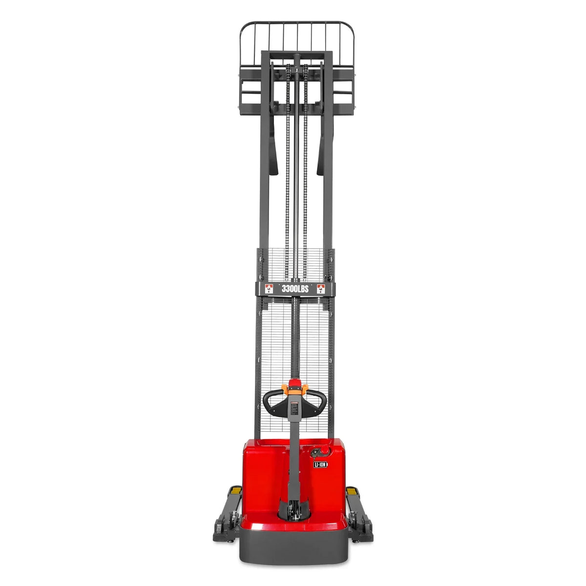 3300lbs Lithium-ion Electric Straddle Stacker,  118" Lift,  Adjustable Legs & Forks,  F33-118S