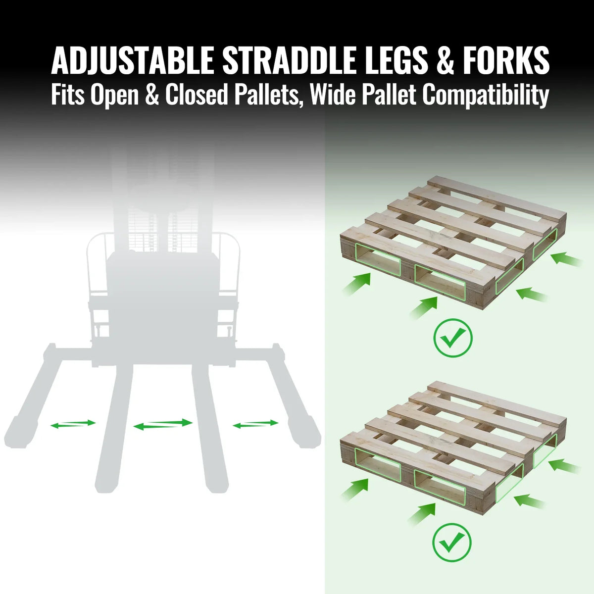 3300lbs Lithium-ion Electric Straddle Stacker,  118" Lift,  Adjustable Legs & Forks,  F33-118S