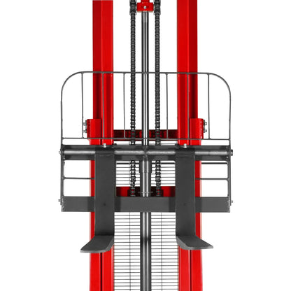 3300lbs Semi-Electric Straddle Stacker,  118" Lift,  Adjustable Legs & Forks,  S33-118S