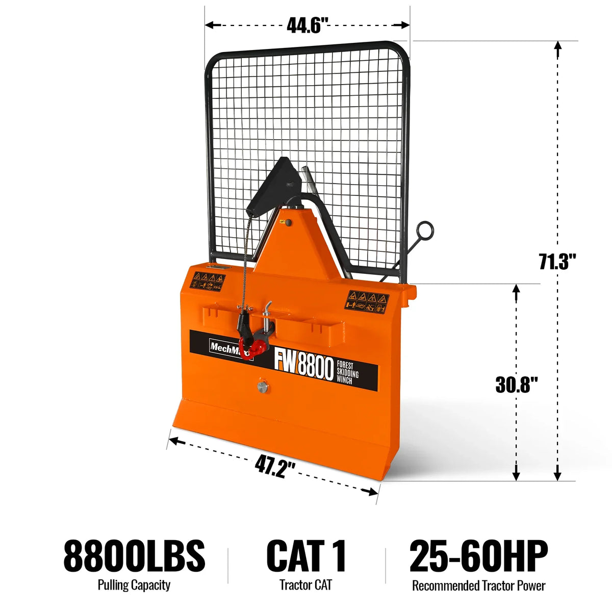 3-Point PTO Stump Grinder & 4" PTO Wood Chipper & Forestry Log Skidding Winch  Bundle, SG24 & BX42S &FW8800