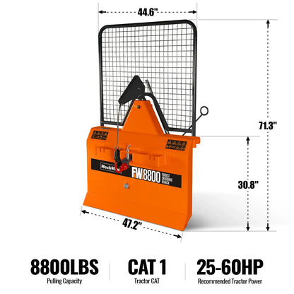 3-Point PTO Stump Grinder & 4" PTO Wood Chipper & Forestry Log Skidding Winch  Bundle, SG24 & BX42S &FW8800