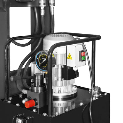 150 Ton H-Frame Electric Hydraulic Shop Press with Double-Acting Cylinder & Chain-Driven Table Lift,  110V Motor,  Fully Welded Steel Frame,  Safety Guard,  HSP150E