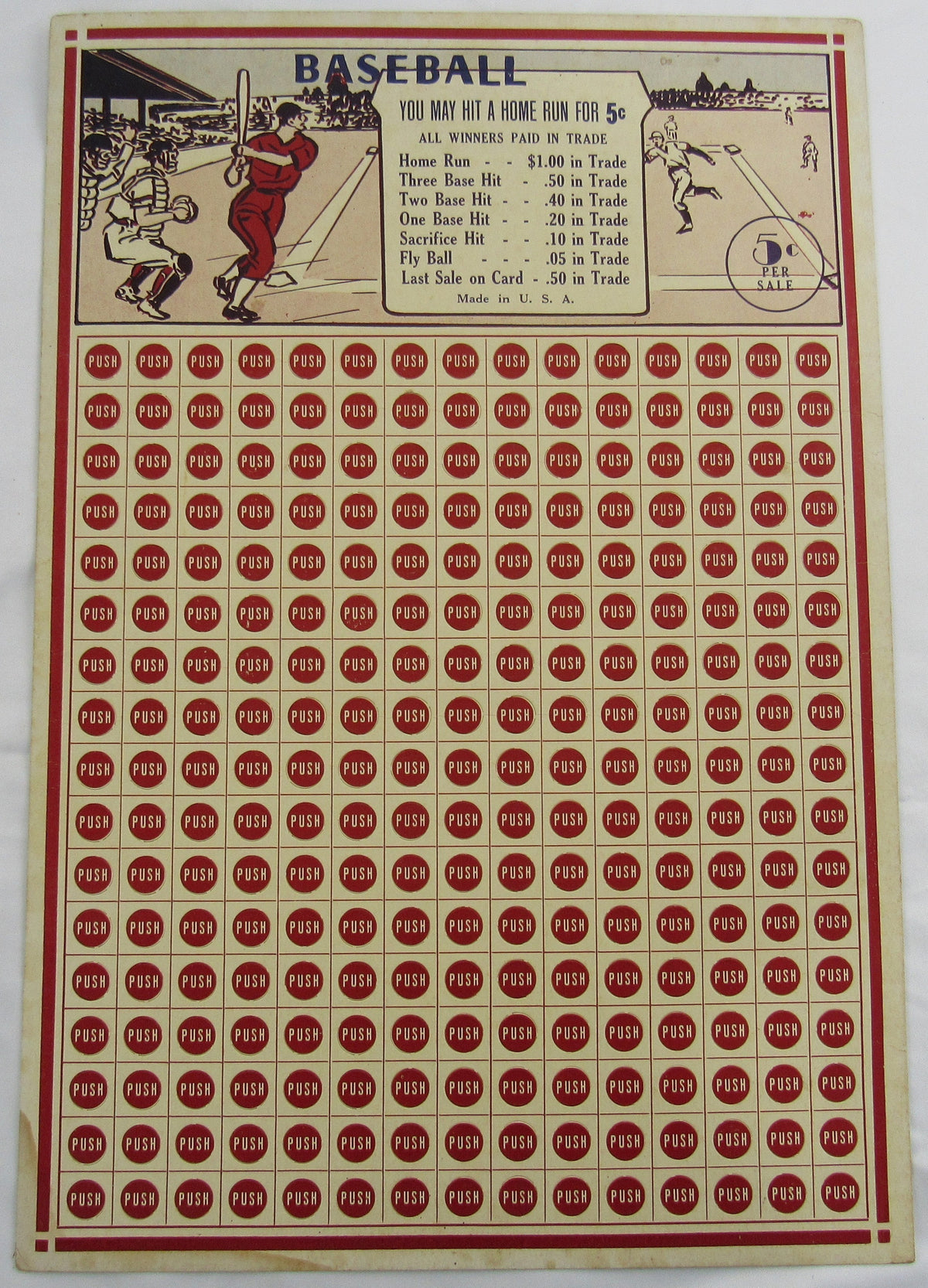 Vintage Punchboard Baseball Poster