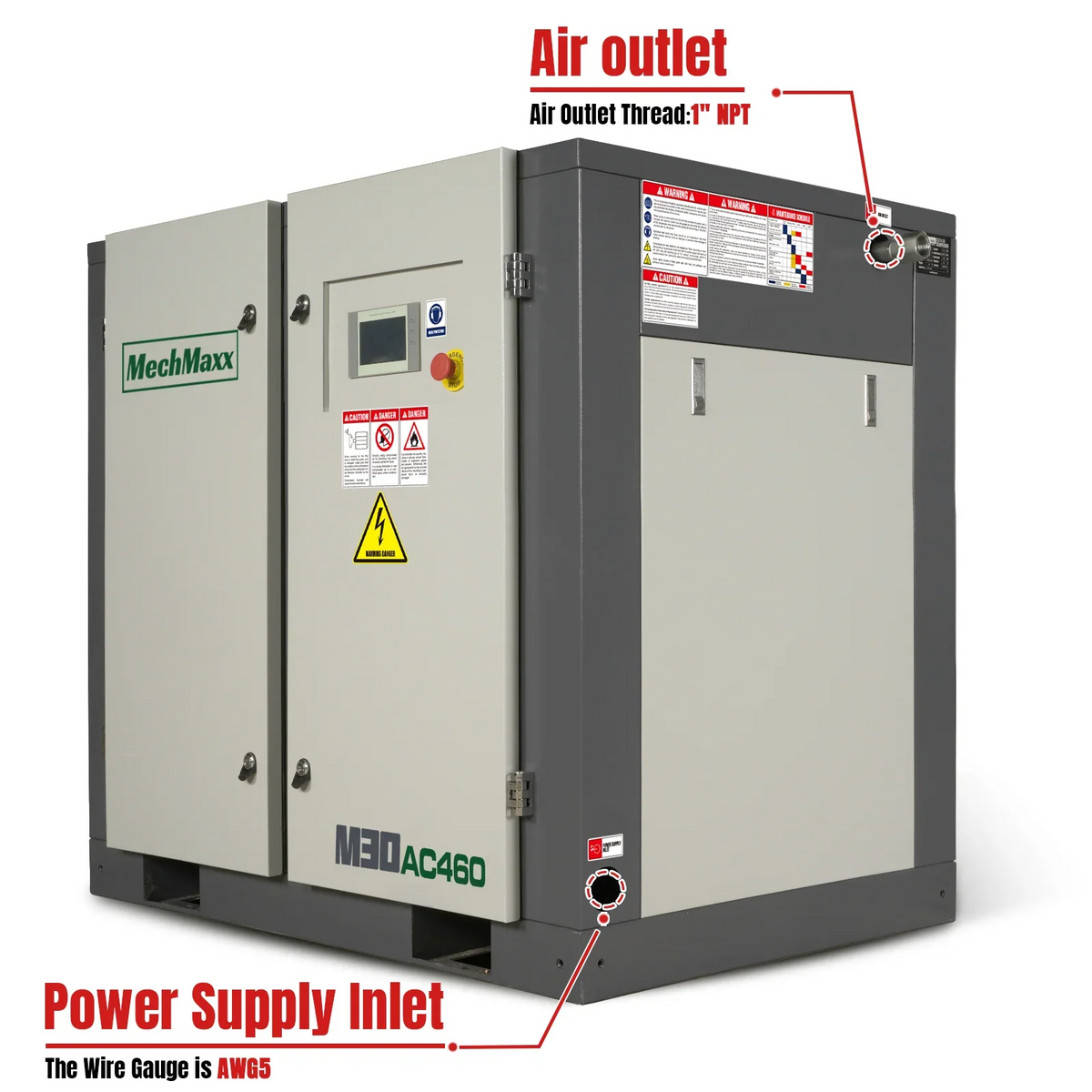 30HP Rotary Screw Air Compressor - 106 CFM,  116 PSI,  460V 3-Phase | Industrial-Grade