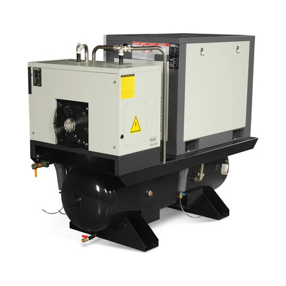10HP Combined Rotary Screw Air Compressor with Dryer & 66-Gal ASME Tank | 32 CFM,  116 PSI,  460V 3-Phase - Industrial Grade